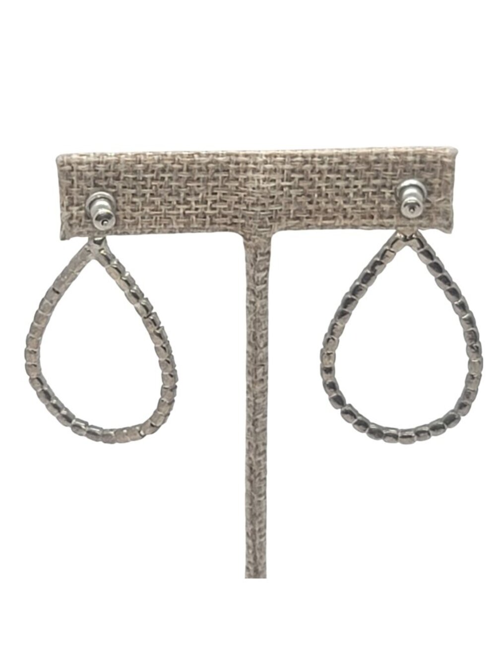 Vintage Open Teardrop Rhinestone Dangle Earrings With Post Back Design - Picture 6 of 8
